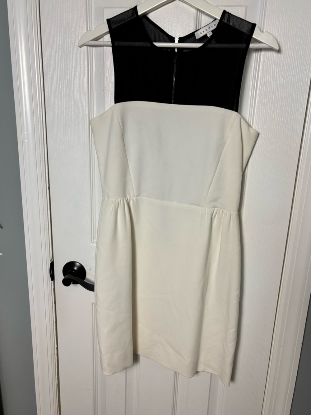 Sandro Black & White Sheer Yoke Mini Dress Size 3 - US 8